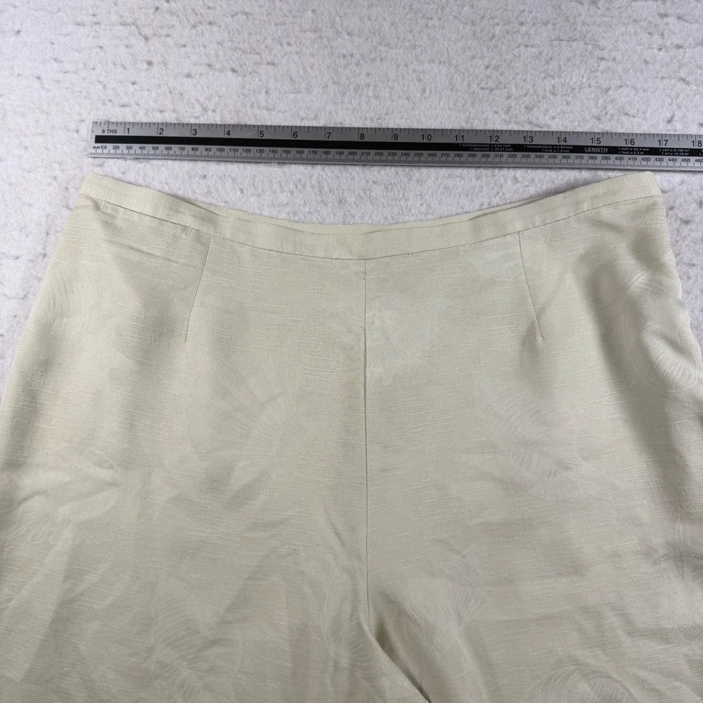 Tommy Bahama Silk Seashell Jacquard Wide Leg Pants Beige Womens 14 Side Zip